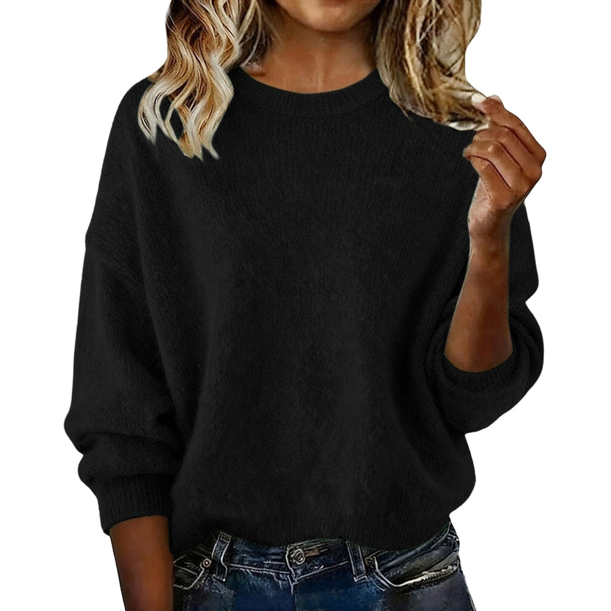 Women’s New Arrival Solid Color Crew Neck Sweater – Loose Casual Autumn Knitwear