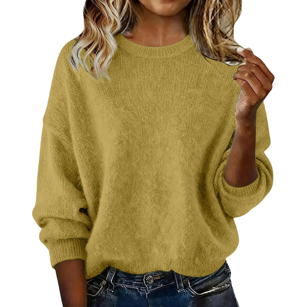 Women’s New Arrival Solid Color Crew Neck Sweater – Loose Casual Autumn Knitwear