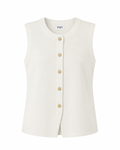 Bezla - Button Front Sleeveless Knit Vest Top In Ivory
