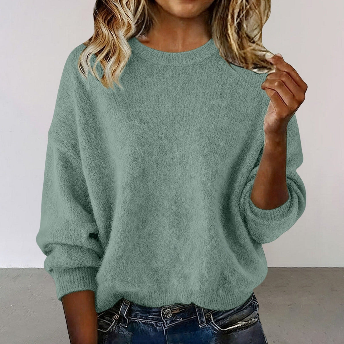 Women’s New Arrival Solid Color Crew Neck Sweater – Loose Casual Autumn Knitwear