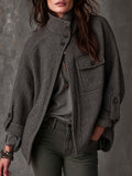 Women’s Vintage Oversized Herringbone Wool Coat – Long Relaxed-Fit Winter Outerwear Jacket