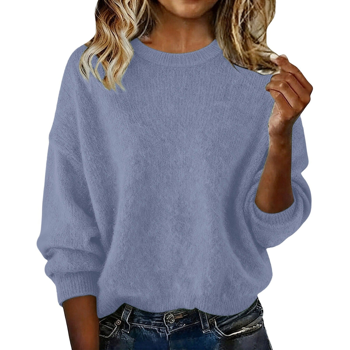 Women’s New Arrival Solid Color Crew Neck Sweater – Loose Casual Autumn Knitwear