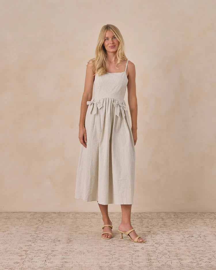 Ladies Beatrice Midi Dress | Sky Stripe | Noralee