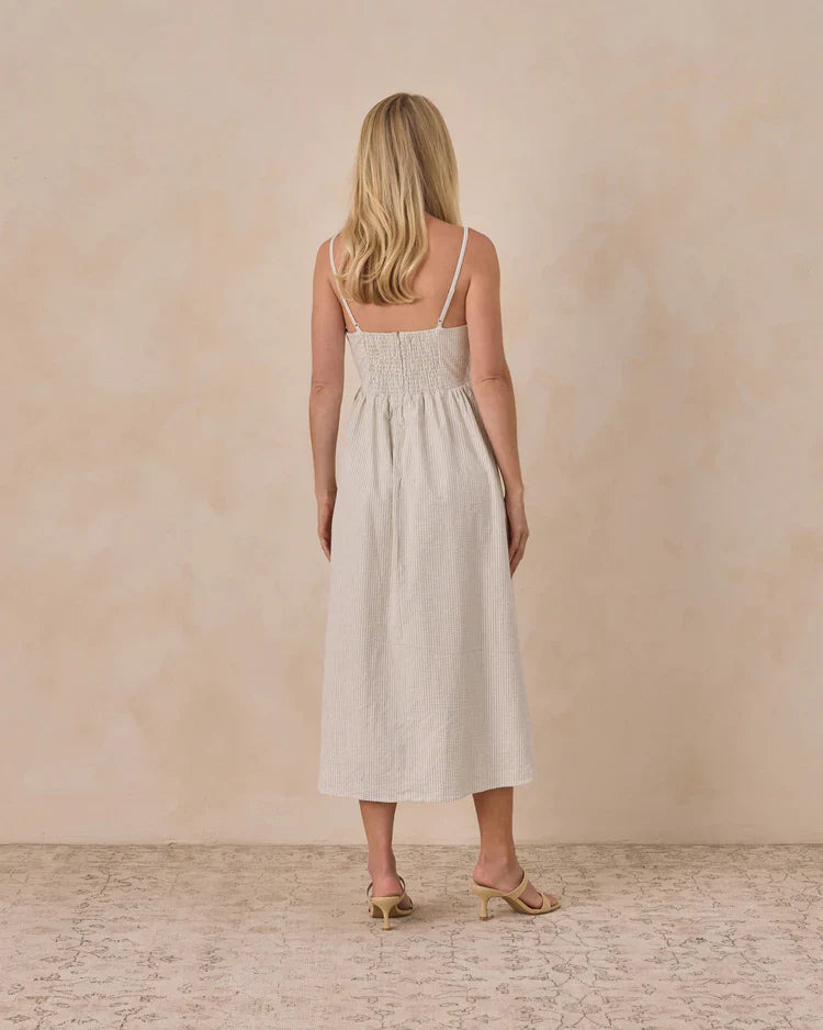 Ladies Beatrice Midi Dress | Sky Stripe | Noralee
