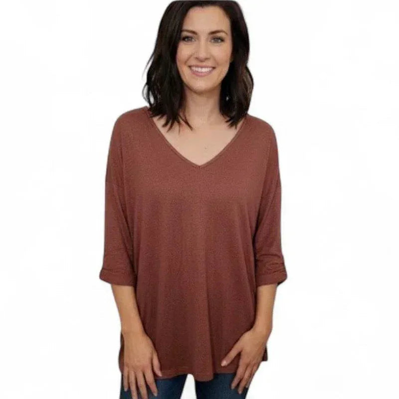 Pull léger col V femme