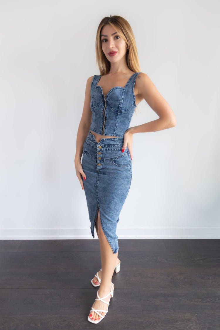 Denim Skirt Set