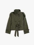Women’s Retro Double-Breasted Trench Coat – Lapel Collar Long-Sleeve Lace-Up Short Jacket